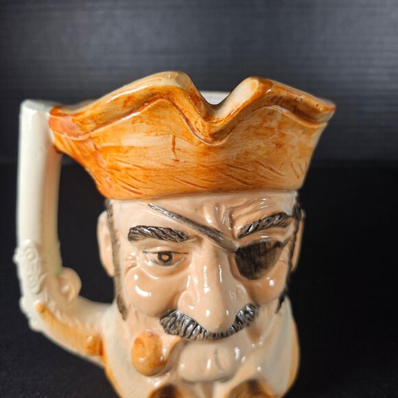 Vintage Toby Face Character Mug Pirate With Eye Patch And Pistol Handle Japan - Picture 11 of 12
